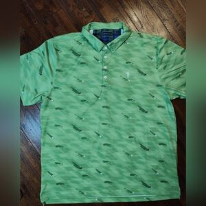 William Murray Men's Shirt 2XL Green Golf Polo Performance Stretch Long Shadows
